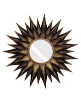 Métal martelé Design grand brun or Sun Burst mur Art déco miroir fait à... - £245.65 GBP