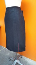 Vintage Willi Smith Black Wool Blend Skirt Lined Made In Italy Size 12 Red Trim - £22.29 GBP