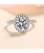 GRA Certified Oval Cut Pave Halo 1ct Moissanite S925 Engagement Ring - $150.00