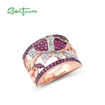 Genuine 925 Sterling Silver Rings For Woman Ruby Lifelike Butterfly Ring Classic - £43.83 GBP