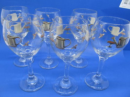 Pfaltzgraff Naturewood 7 7/8&quot; Wine Water Goblets Set Of 6 Glasses VGC - £29.61 GBP
