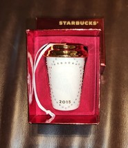 NEW Starbucks Swarovski Ornament 2015 White Cup with Crystals - £37.80 GBP