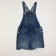 Old Navy Shortalls XL Denim Raw Hem Bib Overalls Shorts Cotton - $14.80