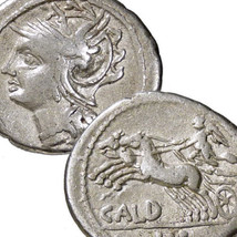 ROMA head LEFT / Victory driving Galloping 2 Horse Chariot. Coelia 3. Roman Coin - £266.65 GBP