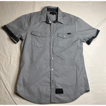 Marc Ecko Shirt Mens Small Black Button Up Short Sleeve Cotton Casual Cu... - $11.30