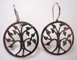 Tree of Life Wire Back Earrings 925 Sterling Silver Corona Sun Jewelry - $5.39
