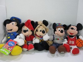 Disney Mickey Mouse bean bag Lot of 5 Cop Artist Basketball Frontierland... - $23.38