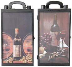 Set of  2 Wood Wine Box Carrying Case Double Bottle Wine Gift Box Holder... - $25.99