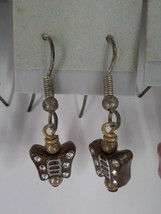 BROWN DANGLE BUTTERFLY EARRINGS FISHHOOK PAINTED YOUTH TWEEN FASHION JEW... - $4.99