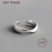 100% Real 925 Sterling Silver Open Ring for Women Girls INS Simple Geometric Smo - £7.05 GBP