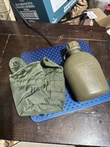 VTG US Army 1 QT Quart Canteen &amp; Cover Pouch OD Nylon With Alice Clips - £15.65 GBP