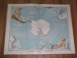 1910 Original Antique Map Of Antarctica South Pole Polar Ushuaia - £29.94 GBP