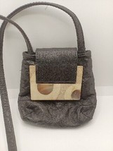 R&amp;Y Augousti Paris VTG Black Leather Tote Sachel Velvet Lined Shell Inla... - $43.42