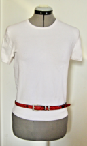 VINTAGE BRIGHTON DYED RED PHYTON SKIN BELT w/SILVER TONE BUCKLE+STAYS-Sz... - $8.91