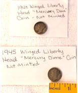 1945 P &amp; 1943 P Winged Liberty Head Mercury Dime Coin Circulated Pair of... - $17.72 CAD