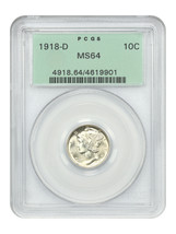1918-D 10C PCGS MS64 (OGH) - $483.79