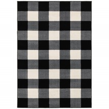 HomeRoots 388043 7 x 9 ft. Black Monochromatic Gingham Pattern Indoor Area Rug - £260.85 GBP