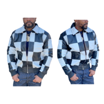 Men&#39;s Checkmate Jacket - Black and White - Leather Jacket - Racer Jacket - £125.85 GBP