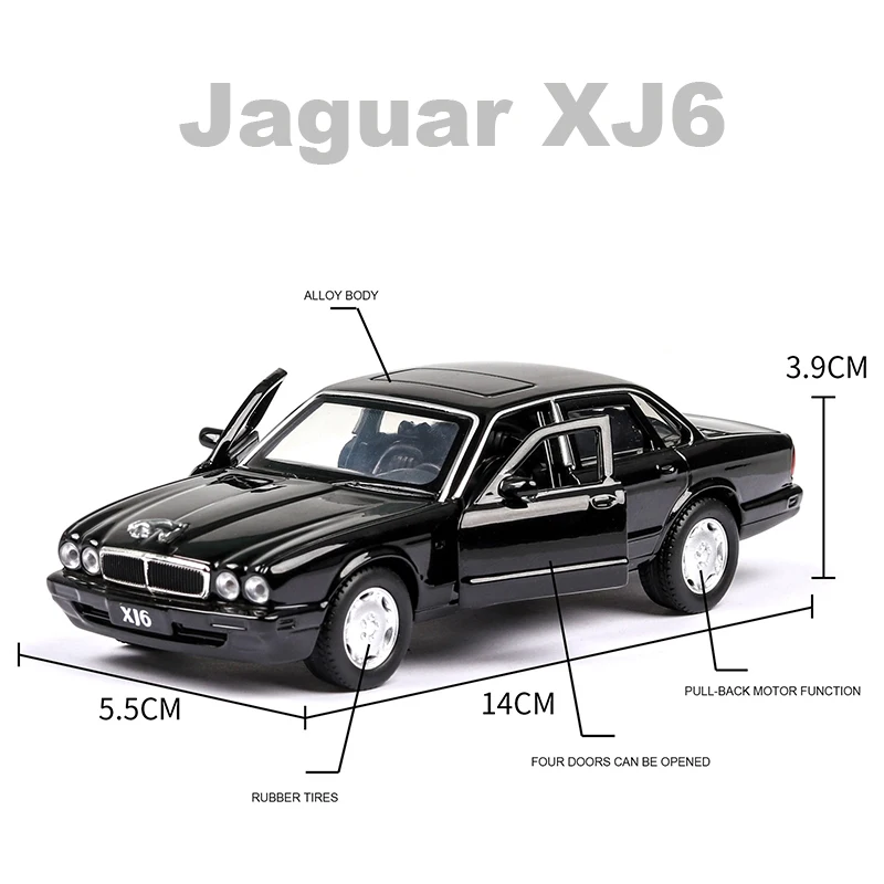 Play 1/36 Jaguar XJ6 Car Model Alloy Body Die Cast Metal Play Simulation With Pu - £29.57 GBP