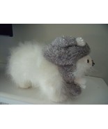 ADORABLE White Fluffy Feather POLAR BEAR Gray Hat &amp; Scarf 11&quot; WINTER Hol... - £15.56 GBP