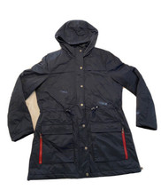 Tommy Hilfiger Womens Jacket Large Navy Blue Full Zip Snap Hooded Pockets  - £13.90 GBP