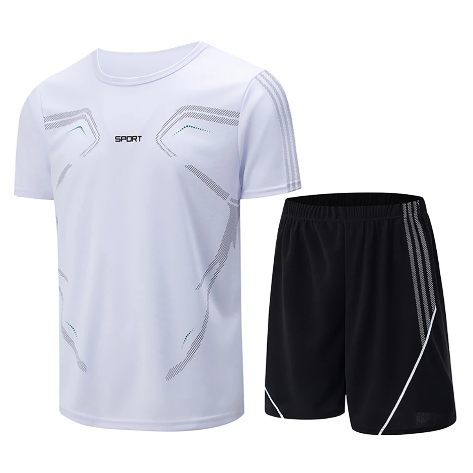2-pieces Summer Casual Sports Print Set Loose Large Breathable Short+T-s... - $47.86 CAD