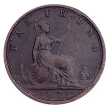 1872 Great Britain Farthing VF Condition KM #747.2 - $36.70