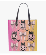 Pink/Orange Pumpkin &amp; Bow Croquet | Leather Tote | Free Ship - $34.21 CAD