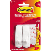 Command Self-Adhesive Hook (White) - 2pcs Meduim - £26.46 GBP