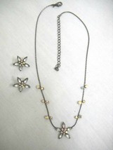 New Fashion Flower Star Burst Black Chrome Innovations Necklace &amp; Earrings Set - £6.79 GBP