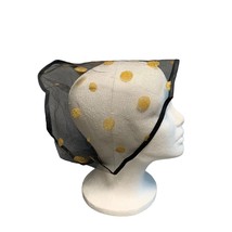 Vintage Womens Black Mesh Hair Net w/Gold Polka Dots - Retro Chic Head Covering - £21.51 GBP