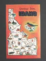 Idaho State Map Large Letter Greetings Dexter Press c1960s Vtg UNP Postcard (b) - £3.89 GBP