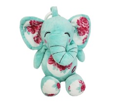 9&quot; Betsey Johnson Teal Baby Elephant Stroller Clip On Stuffed Animal Plush Toy - £21.66 GBP