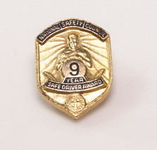 Vtg National Safety Council 9 Year Safe Driver Award Metal  Lapel Pin Screwback - £7.44 GBP