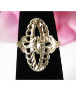 Vintage STERLING Silver RING Open Work  Long Oval Loops Thin 925 Size 6.5 - $25.79 CAD