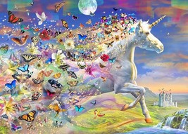 Framed canvas art print giclée unicorn butterflies castle waterfall enchanted - £31.64 GBP+