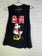 Disney Minnie Mouse Lace Up Tank Top Black Relaxed Fit Womens Juniors Size S - £8.31 GBP