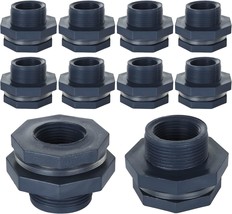 10Pcs 1 Inch Pvc Bulkhead Fitting, Double Threaded Bulkhead Water, Water Tanks - £26.90 GBP