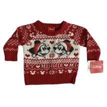 Disney Mickey Mouse Minnie Kids Size 3-6M  Christmas Sweater red white sequins - £11.38 GBP