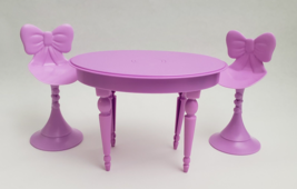 Barbie Dream Glam House Purple DiningTable Two Bow Chairs Mattel - $29.69