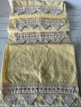 Set Of 4 Vintage Yellow Hand Towels TASTEMAKER By Stevens Crocheted Trim... - £22.22 GBP