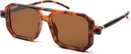 Retro Aviator Square Sunglasses for Men Women Vintage Frame (Brown) - £11.56 GBP