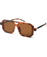 Retro Aviator Square Sunglasses for Men Women Vintage Frame (Brown) - £11.40 GBP