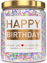 Happy Birthday Candle - Vanilla Birthday Cake Scent with Sprinkles Cute Birthday - £35.43 GBP
