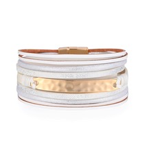 White Polystyrene &amp; 18K Gold-Plated Curved Multi-Strand Bracelet - £11.76 GBP