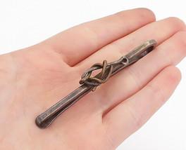 925 Sterling Silver - Vintage Antique Handmade Knot Detail Tie Clip - TR... - £49.87 GBP