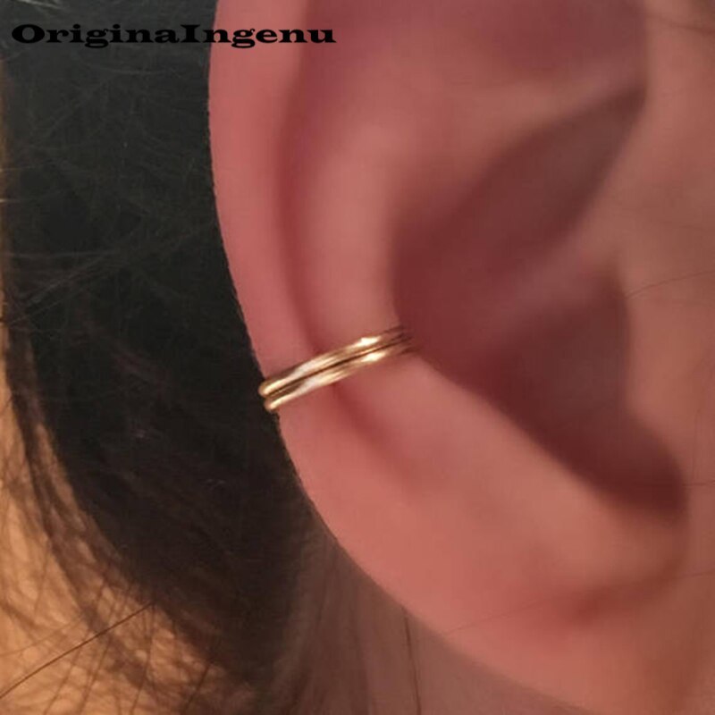 925 Silver Ear Cuff Gold Filled Fake Piercing Jewelry Handmade Oorbellen Pendien - $20.86