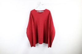 Vintage 90s Ralph Lauren Mens 2XL Distressed Heavyweight Ribbed Knit Sweater Red - £35.15 GBP