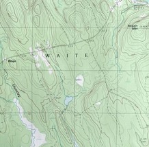 Map Waite Maine USGS 1988 Topographic Vintage Geological 1:24000 27x22&quot; ... - $44.99