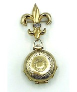 Vintage CORO Pegasus Pat Pend Fleur De Lis Family Album Double Locket Br... - $100.51 CAD